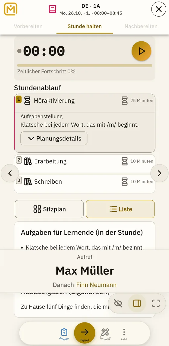 Laufender Zeitgeber in der Stunde
